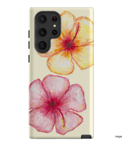Hibiscus Flower Yellow Printed Phone Cases Samsung Galaxy S22 Ultra / Armoured by BG. Studio - The Dairy