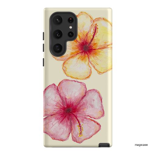 Hibiscus Flower Yellow Printed Phone Cases Samsung Galaxy S22 Ultra / Armoured by BG. Studio - The Dairy