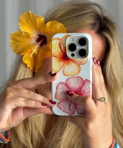 Hibiscus Flower Blue Printed Phone Cases by BG. Studio - The Dairy