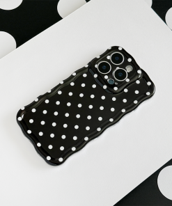 Wavy Phone Case - Black Polka Dot