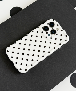 Wavy Phone Case - White Polka Dot