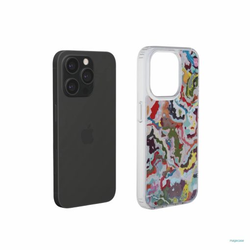 Clear phone  case extend view; Bold Sprinkles 1 pattern, artistic, abstract marble pattern. Mix color combination.