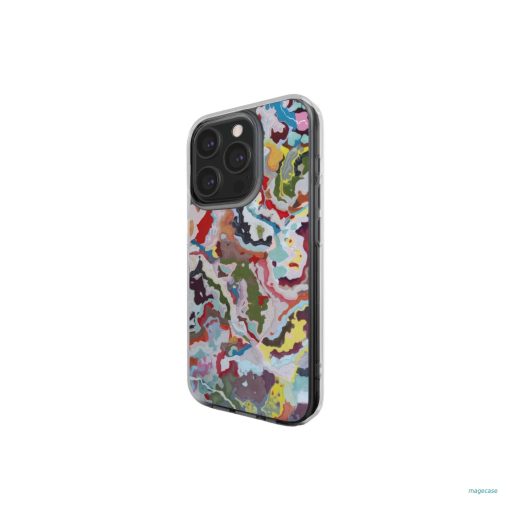 Clear phone  case side view; Bold Sprinkles 1 pattern, artistic, abstract marble pattern. Mix color combination.