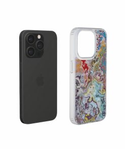 Clear phone case extend view; Bold Sprinkles 2 pattern, artistic, abstract marble pattern. Mix color combination. 