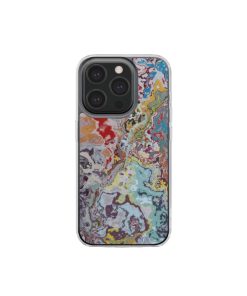 Clear phone case front view; Bold Sprinkles 2 pattern, artistic, abstract marble pattern. Mix color combination. Bold expressive aesthetic design. Colorful and interior fit. Elegant.