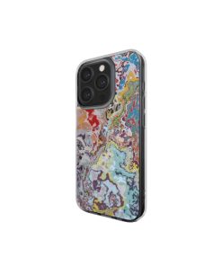 Clear phone case side view; Bold Sprinkles 2 pattern, artistic, abstract marble pattern. Mix color combination.