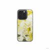 Clear phone case front view; Citron 1 pattern, artistic, abstract marble pattern. Yellow and white color combination. Bold expressive aesthetic design. Colorful and interior fit. Elegant.