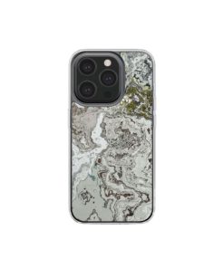 Clear phone case front view; Classic White Marble 1 pattern, artistic, abstract marble pattern. White and grey color combination. Bold expressive aesthetic design. Colorful and interior fit. Elegant.