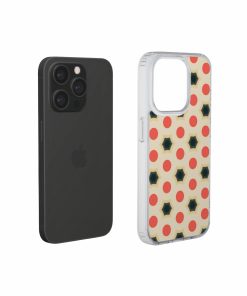 Clear phone case extend view; clown add 1 pattern, artistic, ornamental kaleidoscope pattern. Red and beige color combination. 