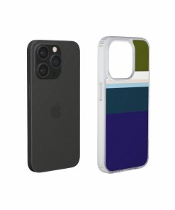 Clear phone case Color Blocks 1 pattern design with a color blocks, featuring an elegant and expressive aesthetic design. Main colors are khaki, navy blue, deep marine, light blue and pink. Extend view.