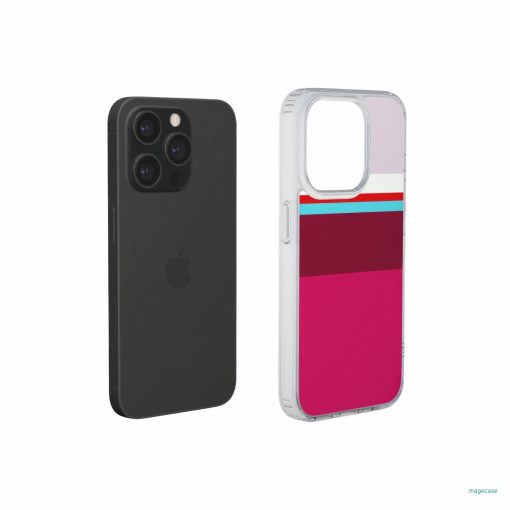 Clear phone case Color Blocks 2 pattern design with a color blocks, featuring an elegant and expressive aesthetic design. Main colors are lilac, red, passion pink and fuchsia. Extend view.