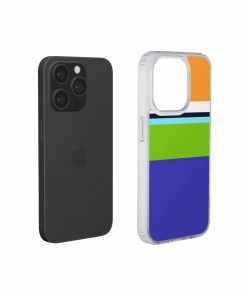 Clear phone case Color Blocks 3 pattern design with a color blocks, featuring an elegant and expressive aesthetic design. Main colors are light green, violet and orange. Extend view.