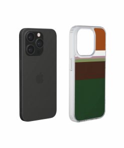 Clear phone case Color Blocks 4 pattern design with a color blocks, featuring an elegant and expressive aesthetic design. Main colors are caramel, chocolate brown, rich green. Extend view.