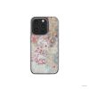 Clear phone case front view; Divine Blue 1 pattern, artistic, abstract marble pattern. Pink, light blue and beige color combination. Bold expressive aesthetic design. Colorful and interior fit. Elegant.