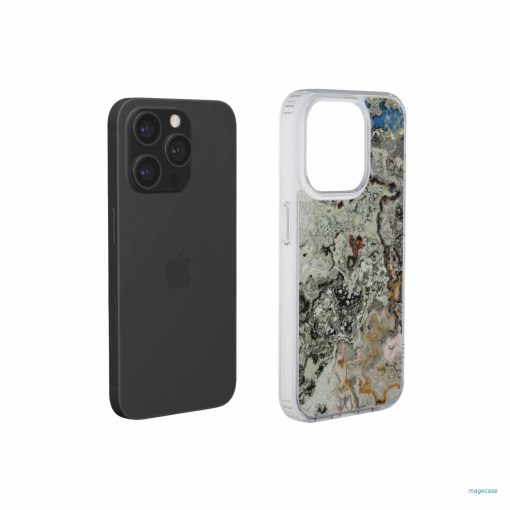 Clear phone case extend view; full moon 1 pattern, marble pattern; moon surface imagination.