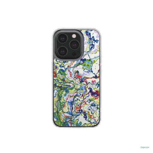 Clear phone case front view; Inside My Brain 1 pattern, artistic, abstract marble pattern. Mix color combination. Bold expressive aesthetic design. Colorful and interior fit. Elegant.