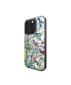Clear phone case side view; Inside My Brain 1 pattern, artistic, abstract marble pattern. Mix color combination.