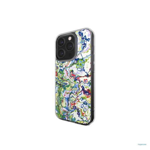 Clear phone case side view; Inside My Brain 1 pattern, artistic, abstract marble pattern. Mix color combination.