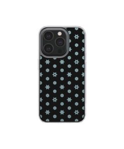 Clear phone case front view; midnight stars 1 pattern, ornamental pattern; kaleidoscope pattern imagination. Bold expressive aesthetic design. Colorful and interior fit. Elegant.