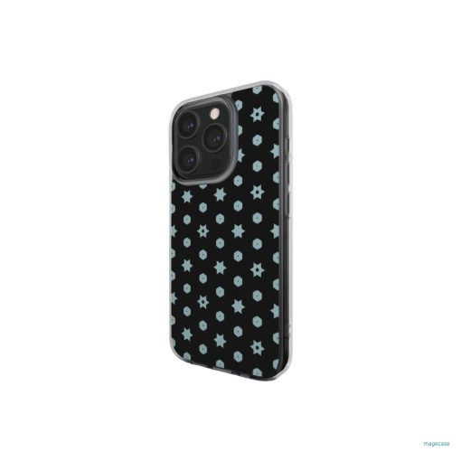 Clear phone case side view; midnight stars 1 pattern, ornamental pattern; kaleidoscope pattern imagination.