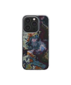 Clear phone case front view; Molten Berries 1 pattern, artistic, abstract marble pattern. Deep purple color. Bold expressive aesthetic design. Colorful and interior fit. Elegant.