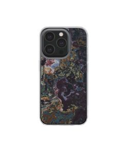 Clear phone case front view; Molten Berries 2 pattern, artistic, abstract marble pattern. Deep. purple color. Bold expressive aesthetic design. Colorful and interior fit. Elegant.