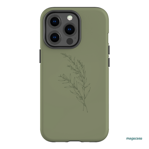 Khaki Wattle Printed Phone Cases iPhone 13 Pro / Armoured by Typoflora - The Dairy