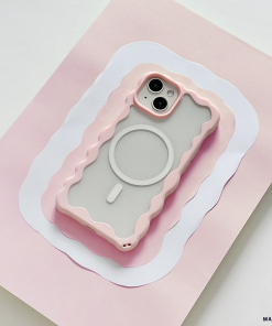 Wavy MAGSAFE® Clear Phone Case - Pink